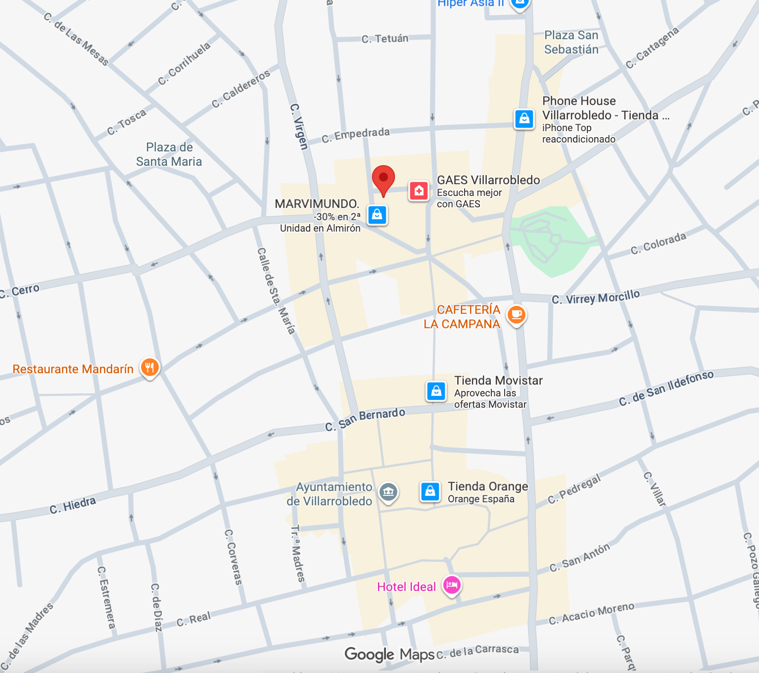 Mapa de ubicación de Rivera Calzados en Villarobledo