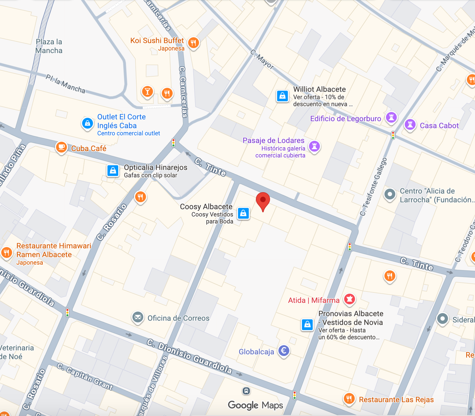 Mapa de ubicación de Rivera Calzados en Albacete
