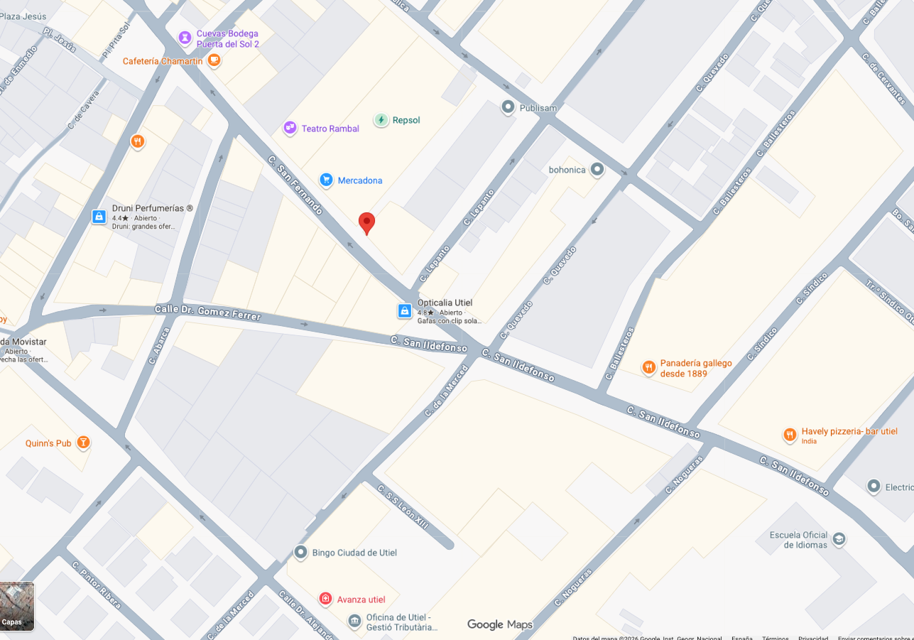 Mapa de ubicación de Rivera Calzados en Utiel